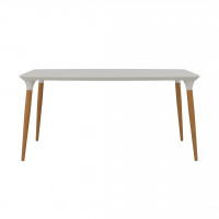Manhattan Comfort 1015551 HomeDock 62.99 Rectangle Dining Table with Seating Capacity for 6 in Off White and Cinnamon